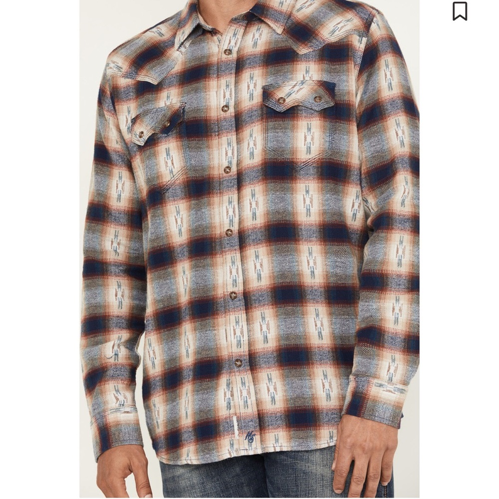 MOONSHINE SPIRIT MEN'S SUNBURST PLAID PRINT LONG SLEEVE BUTTON-DOWN FLANNEL LG - Picture 2 of 9
